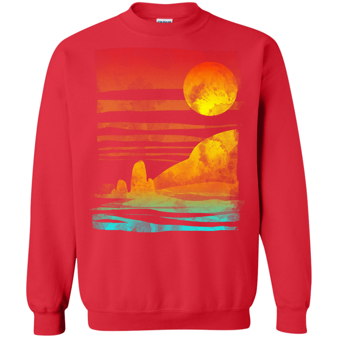 Sweatshirts Red / S Landscape Painted With Tea Crewneck Sweatshirt