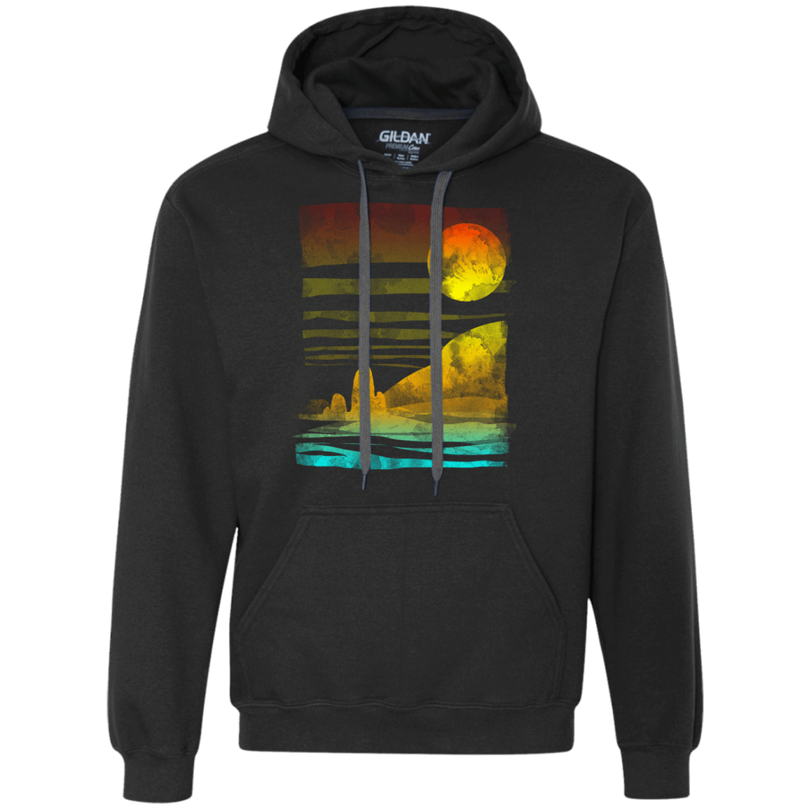 Sweatshirts Black / S Landscape Painted With Tea Premium Fleece Hoodie