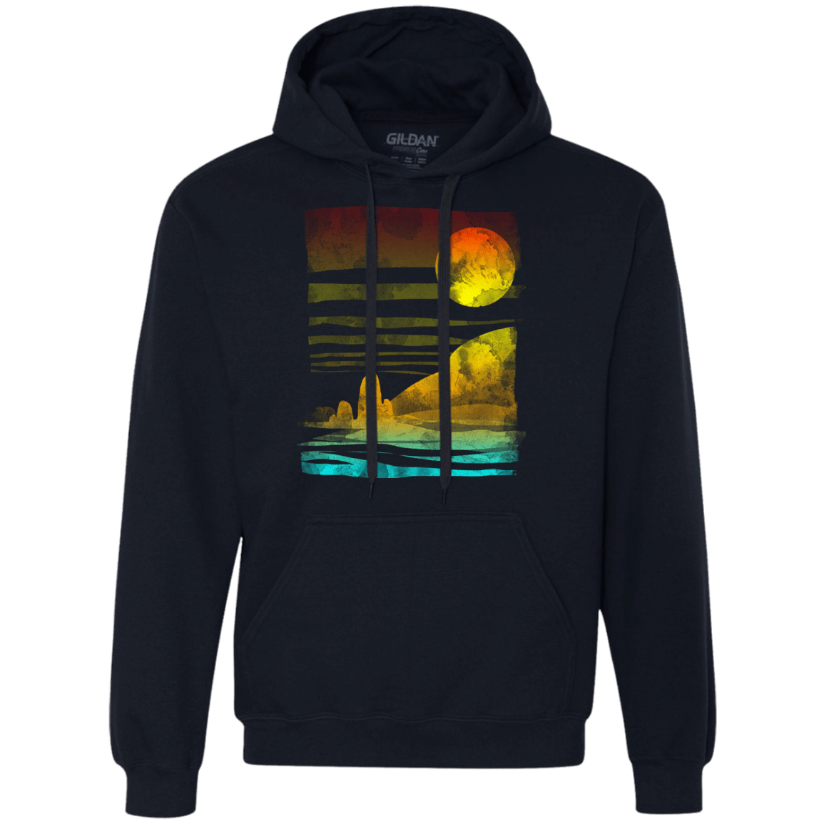 Sweatshirts Navy / S Landscape Painted With Tea Premium Fleece Hoodie