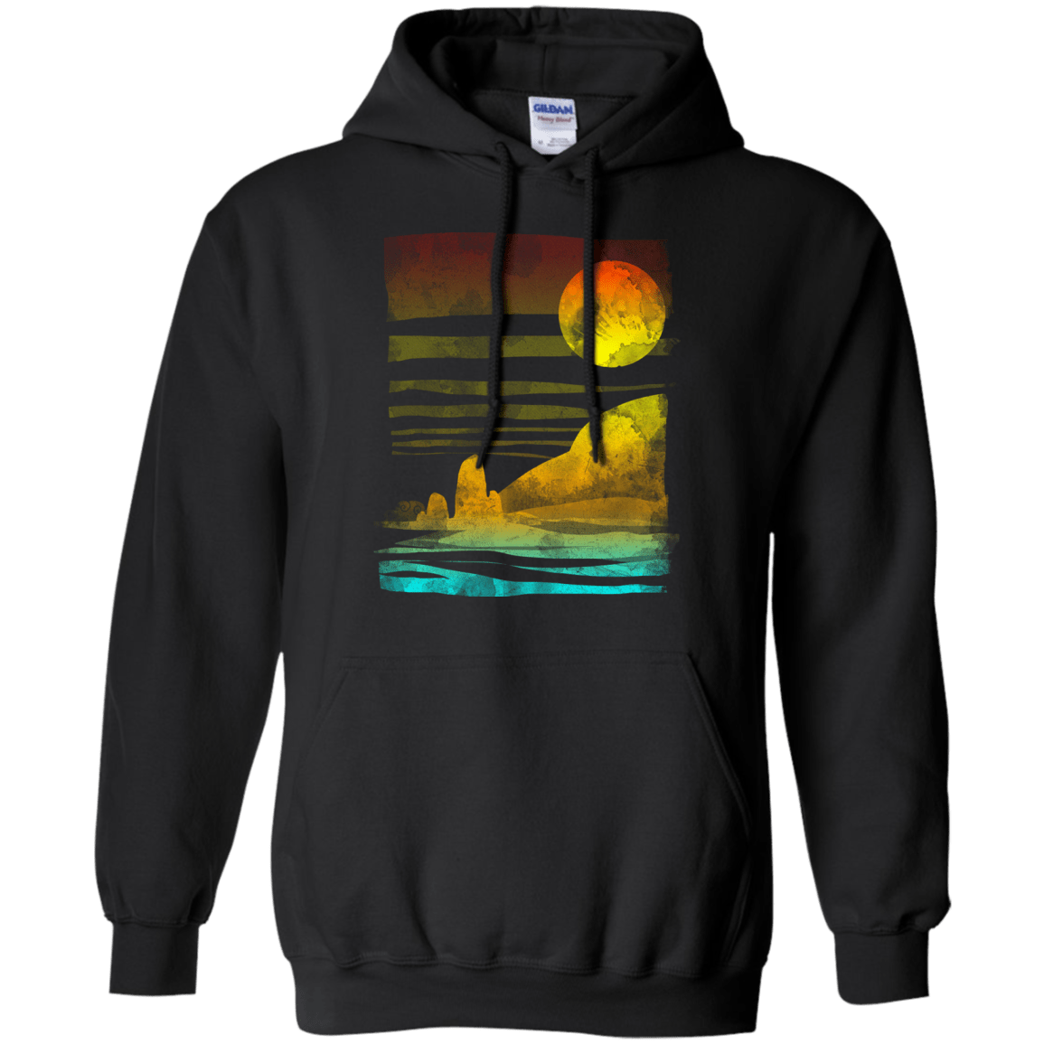 Sweatshirts Black / S Landscape Painted With Tea Pullover Hoodie