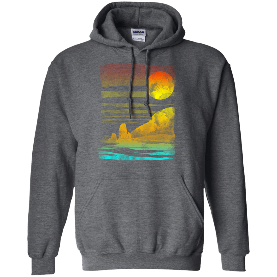 Sweatshirts Dark Heather / S Landscape Painted With Tea Pullover Hoodie