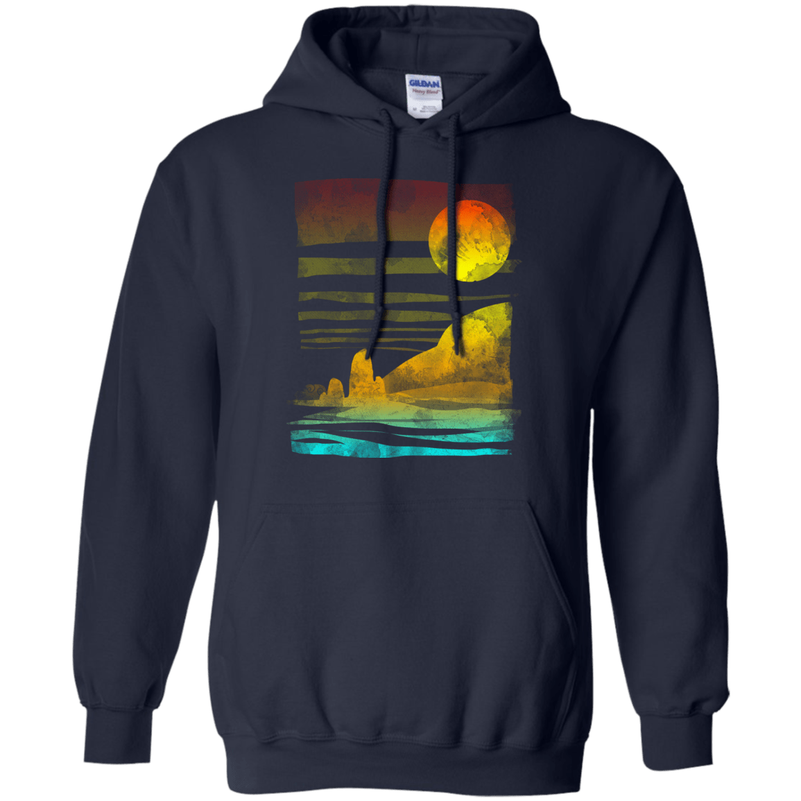 Sweatshirts Navy / S Landscape Painted With Tea Pullover Hoodie