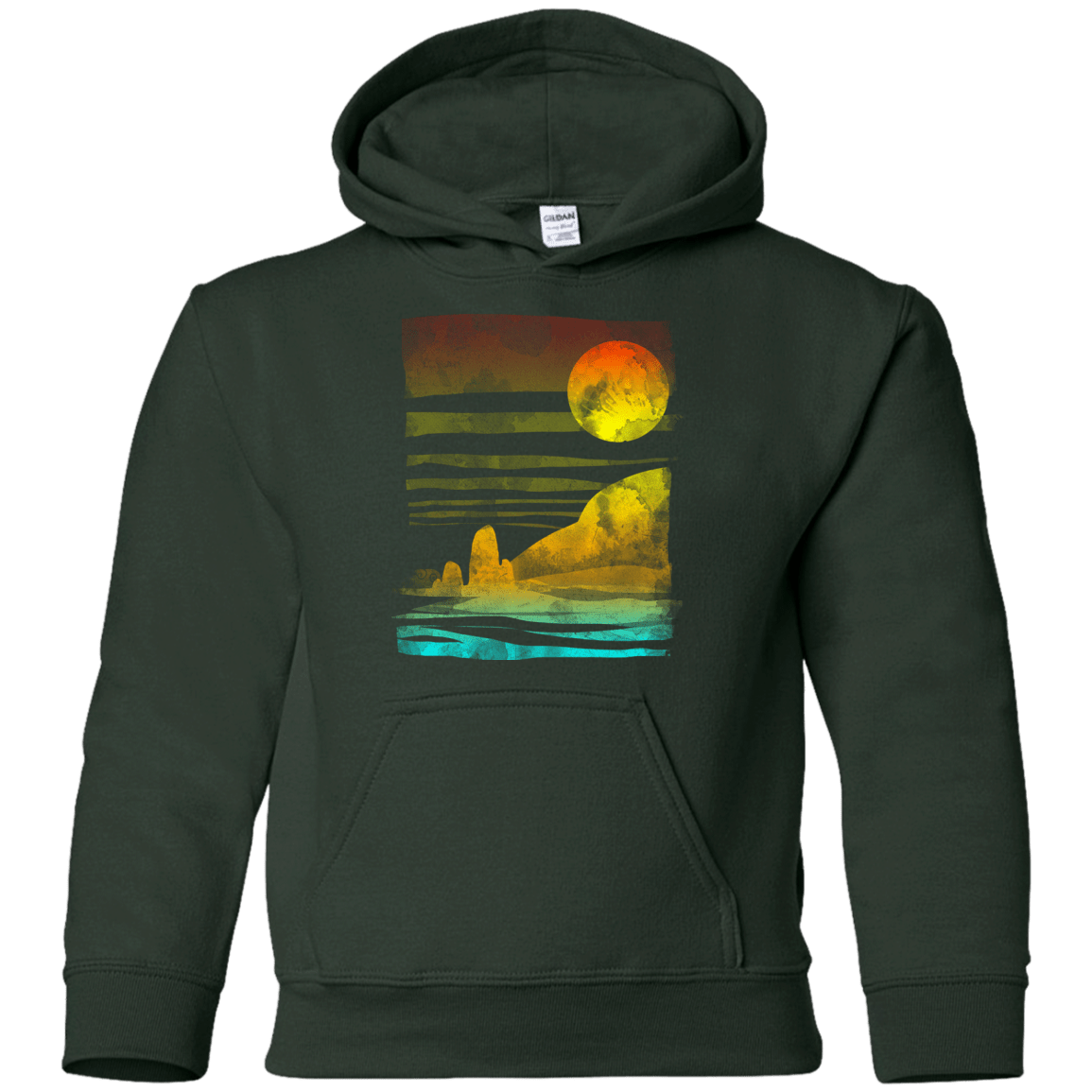 Sweatshirts Forest Green / YS Landscape Painted With Tea Youth Hoodie