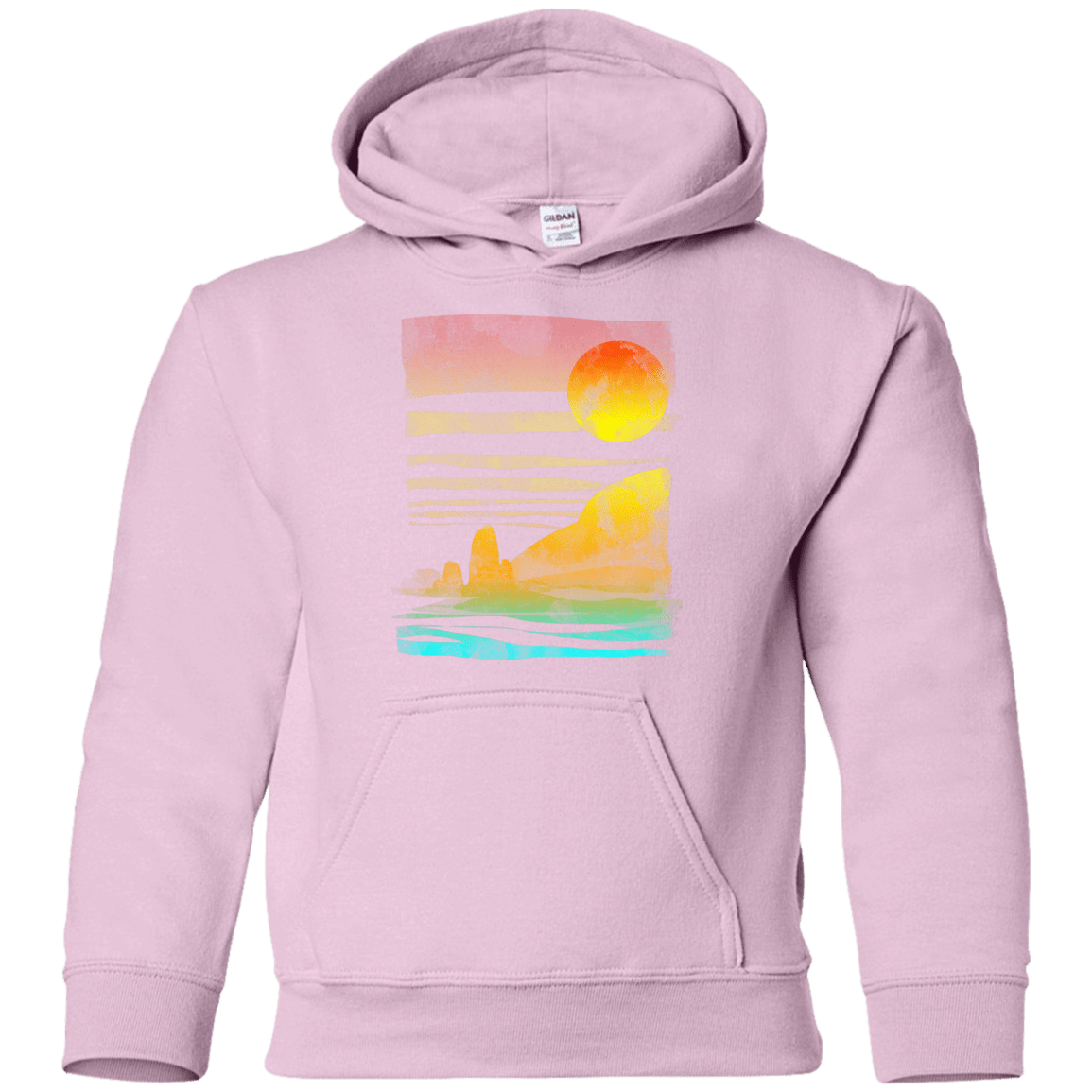 Sweatshirts Light Pink / YS Landscape Painted With Tea Youth Hoodie