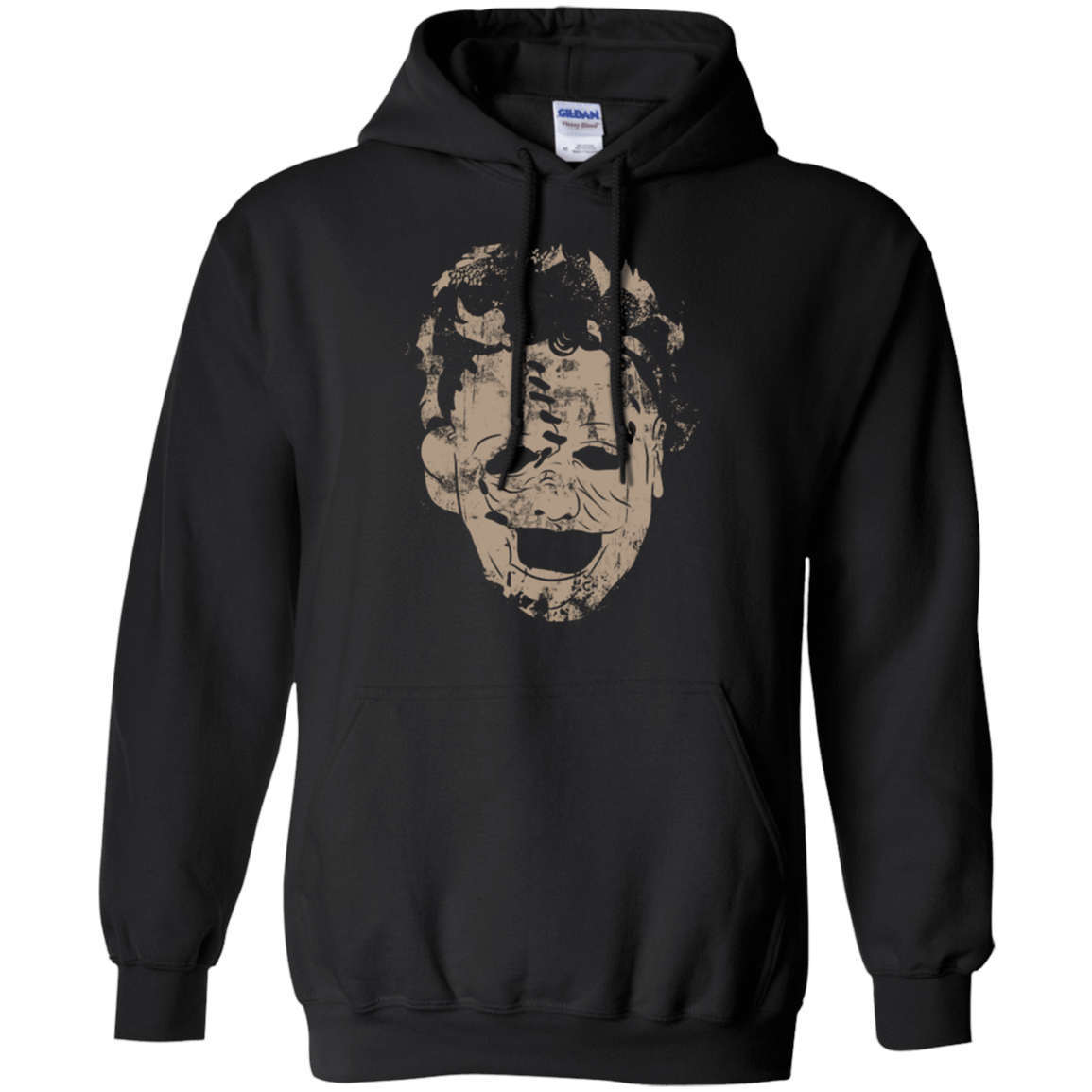 Sweatshirts Black / Small Leather Face Grunge Pullover Hoodie
