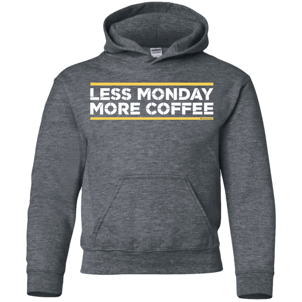 Sweatshirts Dark Heather / YS Less Monday More Coffee Youth Hoodie