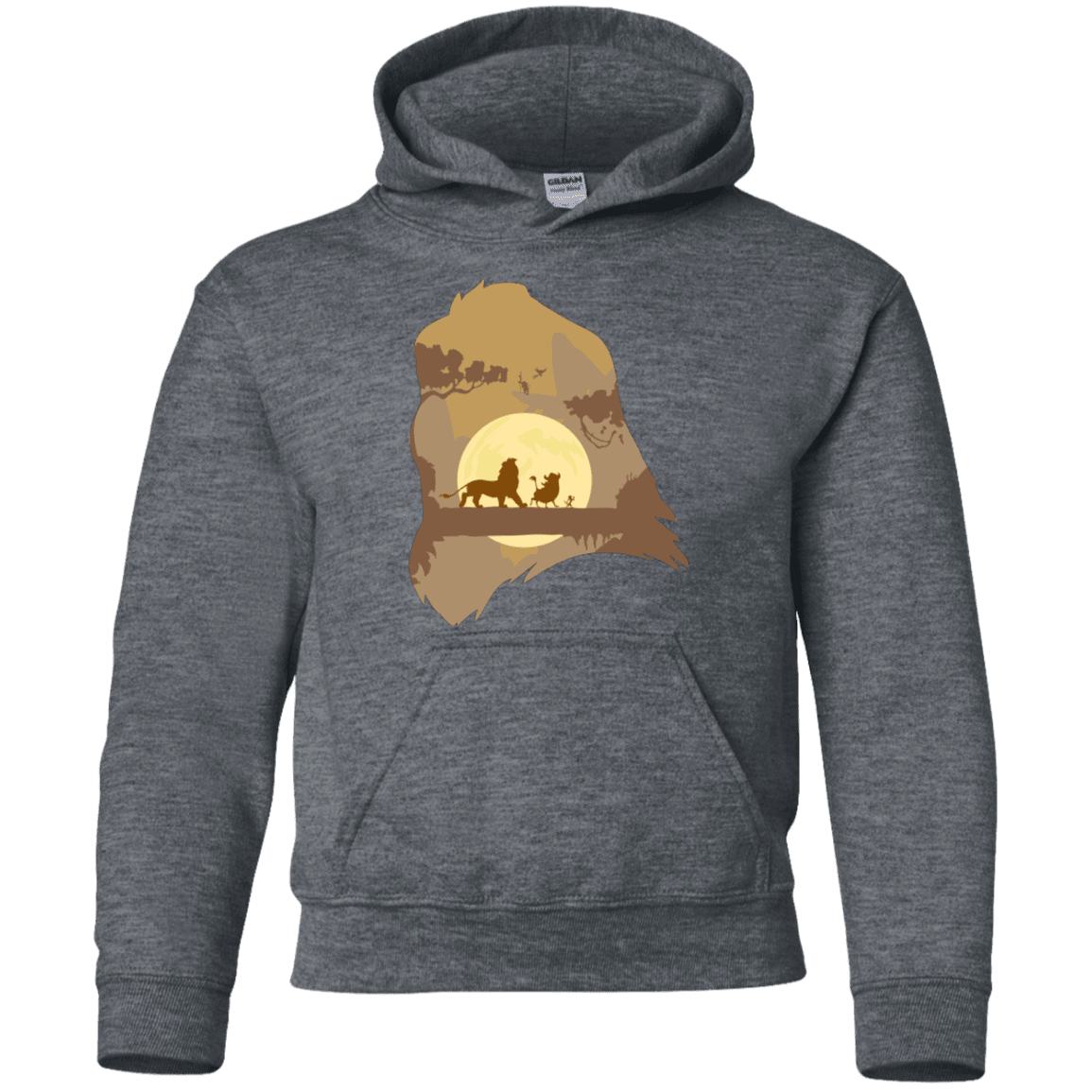 Sweatshirts Dark Heather / YS Lion Portrait Youth Hoodie