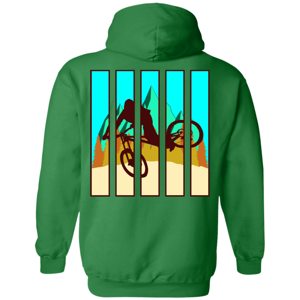 Sweatshirts Irish Green / S Looking Glass Mountain Bike Back Print Pullover Hoodie