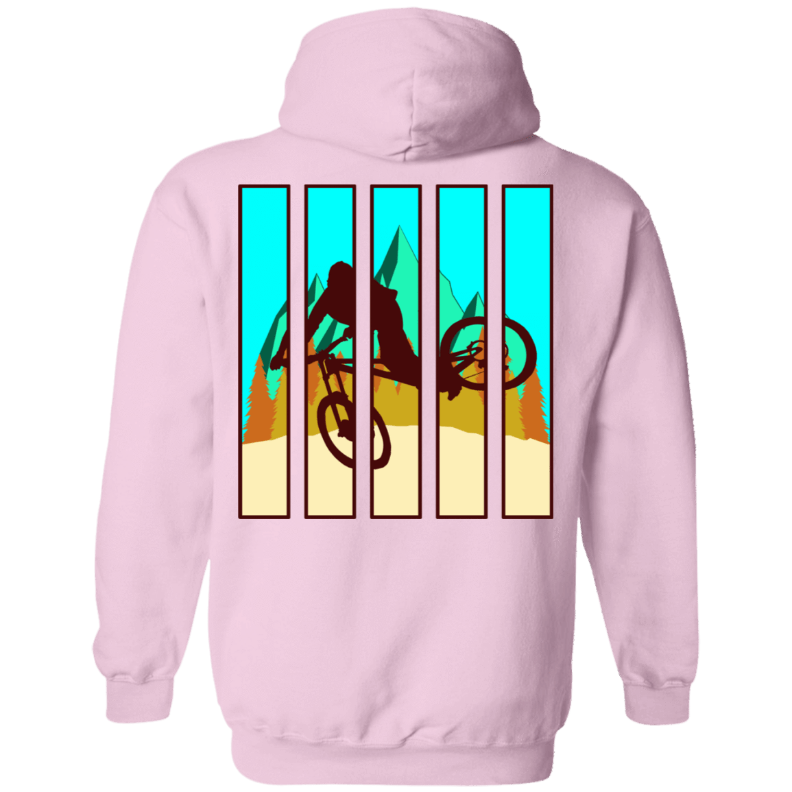 Sweatshirts Light Pink / S Looking Glass Mountain Bike Back Print Pullover Hoodie