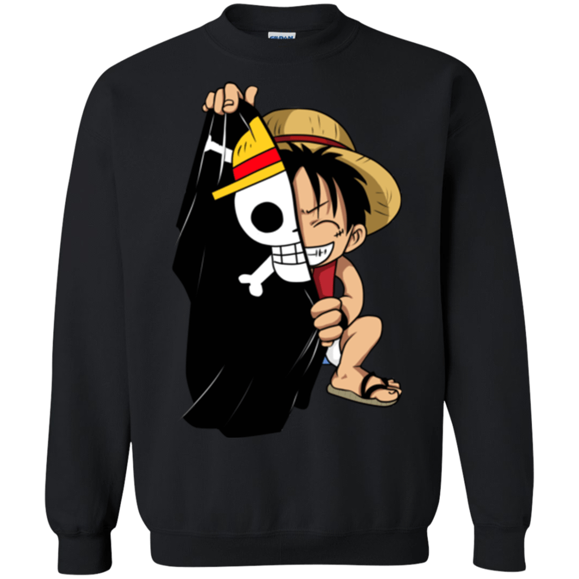 Sweatshirts Black / Small Luffy Flag One Piece Crewneck Sweatshirt