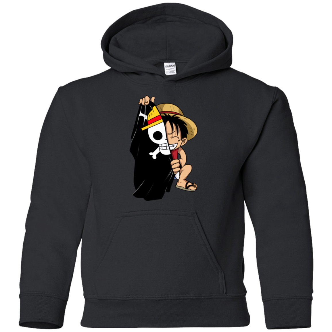 Sweatshirts Black / YS Luffy Flag One Piece Youth Hoodie