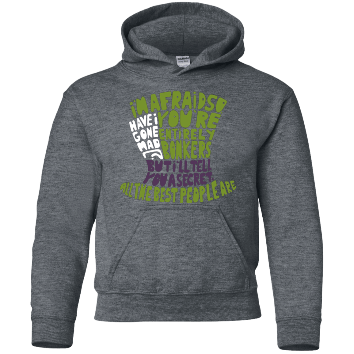 Sweatshirts Dark Heather / YS MAD HATTER2 Youth Hoodie
