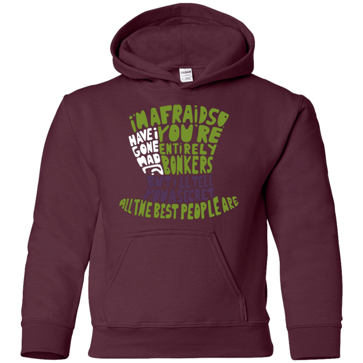 Sweatshirts Maroon / YS MAD HATTER2 Youth Hoodie