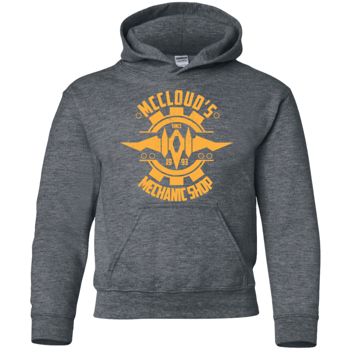 Sweatshirts Dark Heather / YS McCloud Mechanic Shop Youth Hoodie