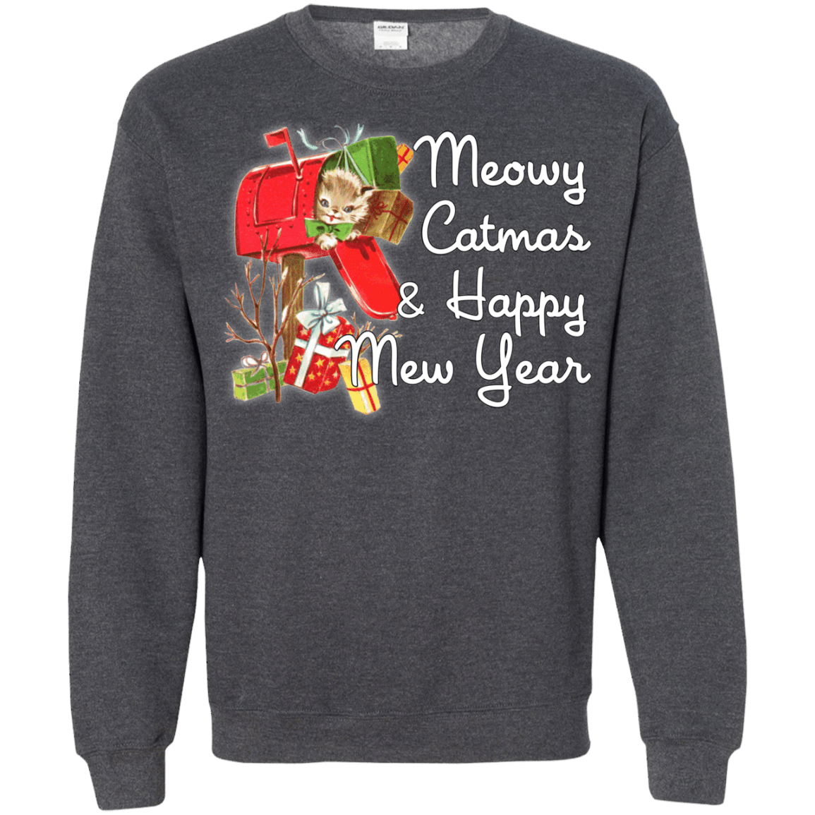 Sweatshirts Dark Heather / Small Meowy Catmas Crewneck Sweatshirt