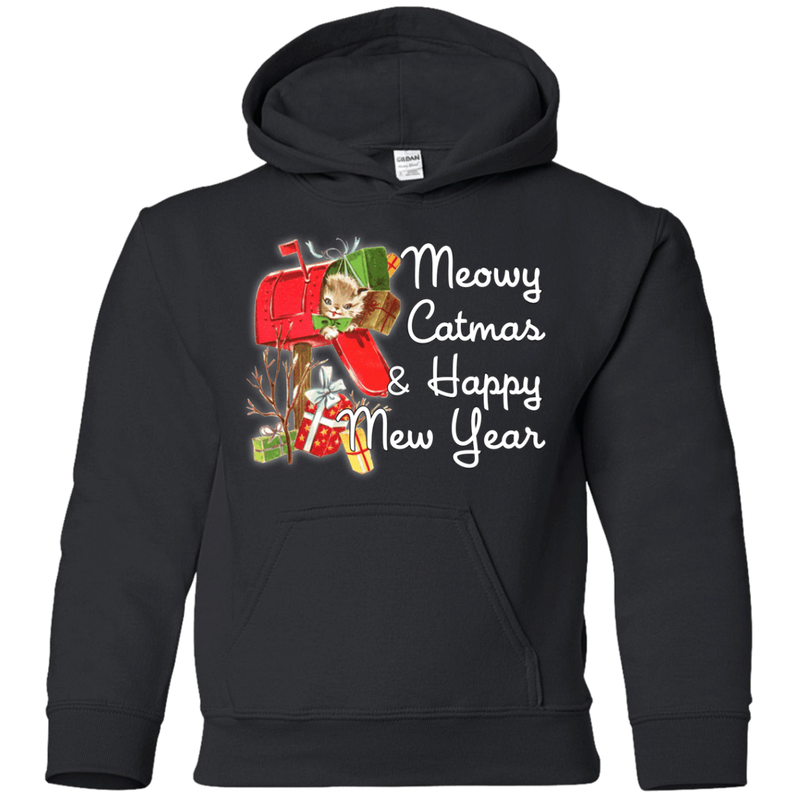 Sweatshirts Black / YS Meowy Catmas Youth Hoodie