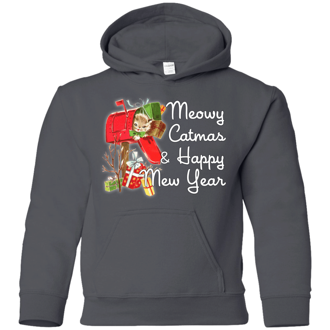 Sweatshirts Charcoal / YS Meowy Catmas Youth Hoodie