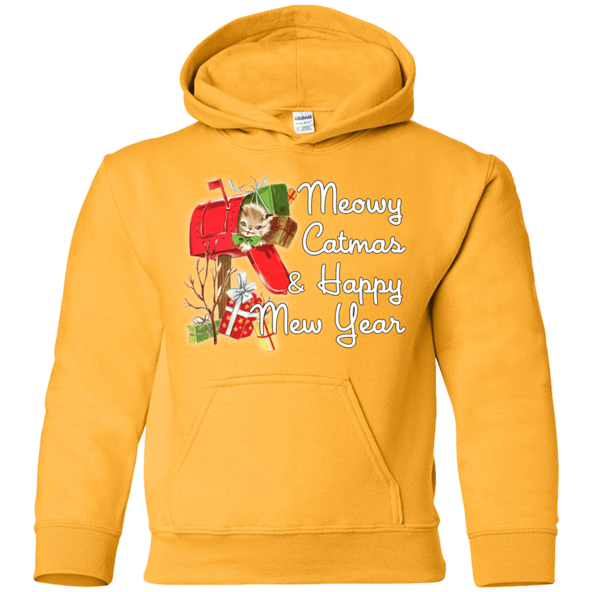 Sweatshirts Gold / YS Meowy Catmas Youth Hoodie