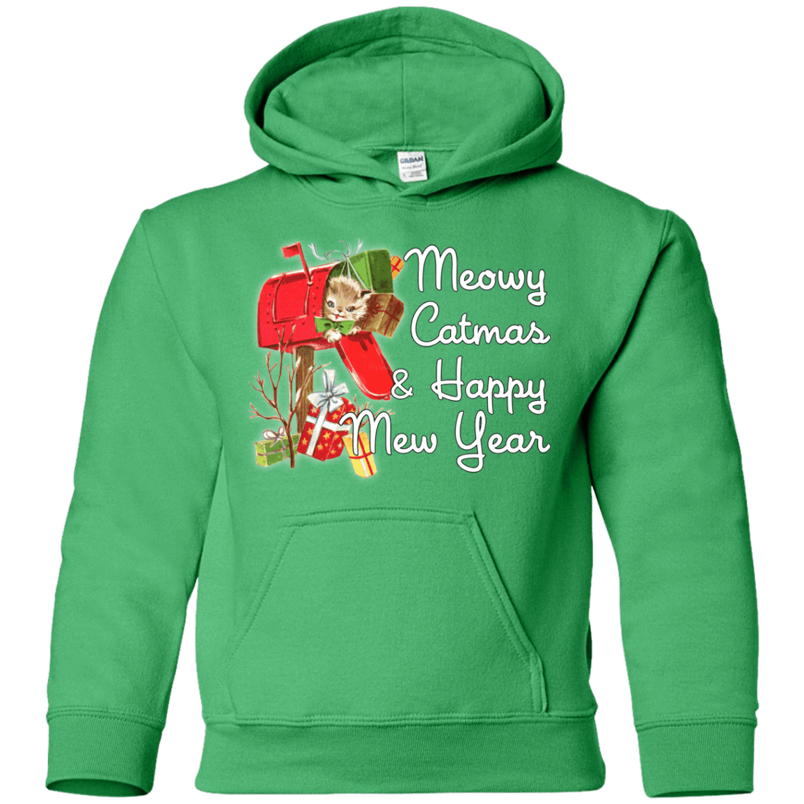 Sweatshirts Irish Green / YS Meowy Catmas Youth Hoodie