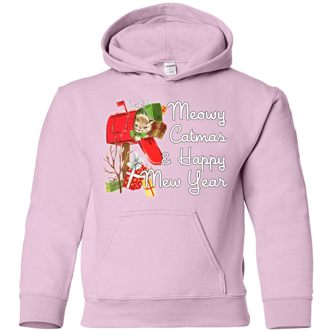 Sweatshirts Light Pink / YS Meowy Catmas Youth Hoodie