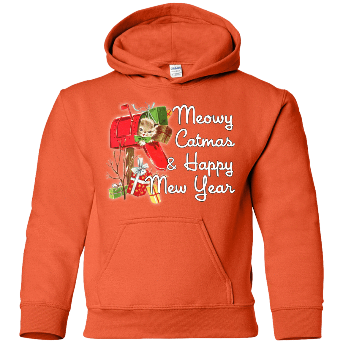 Sweatshirts Orange / YS Meowy Catmas Youth Hoodie