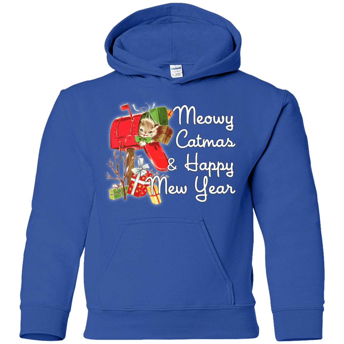 Sweatshirts Royal / YS Meowy Catmas Youth Hoodie