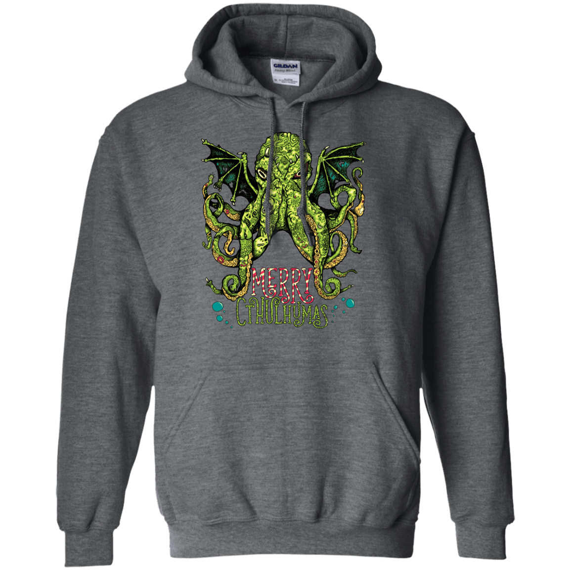 Sweatshirts Dark Heather / Small Merry Cthulhumas Pullover Hoodie