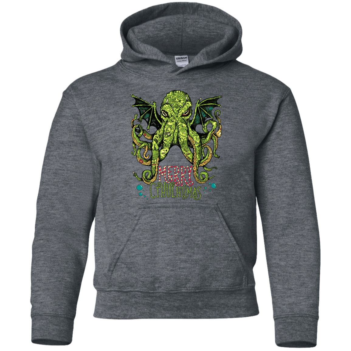 Sweatshirts Dark Heather / YS Merry Cthulhumas Youth Hoodie