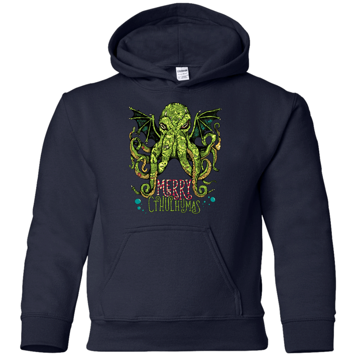 Sweatshirts Navy / YS Merry Cthulhumas Youth Hoodie