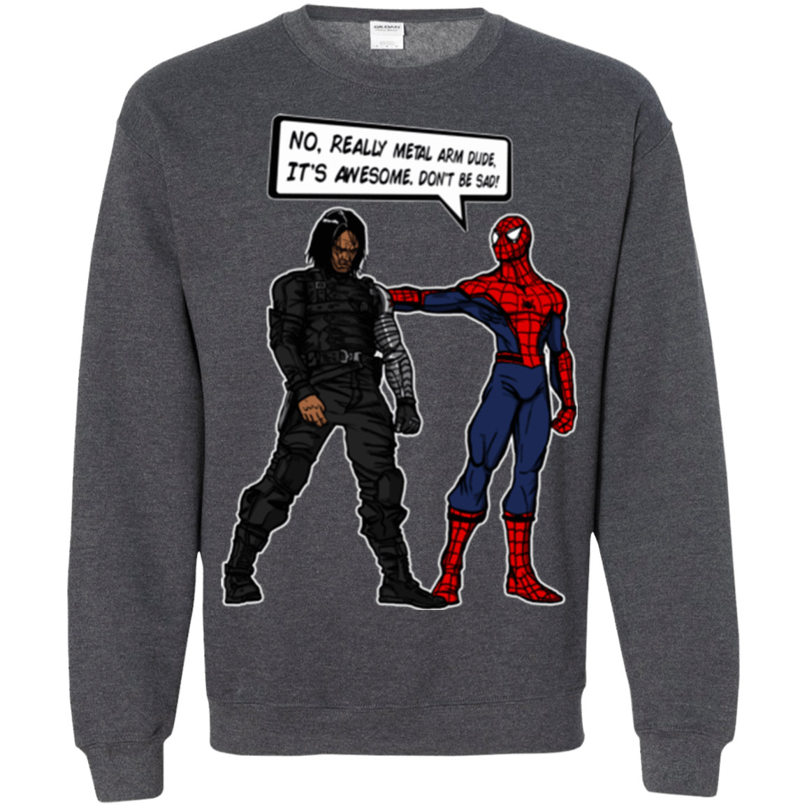 Sweatshirts Dark Heather / Small Metal Arm Dude Crewneck Sweatshirt