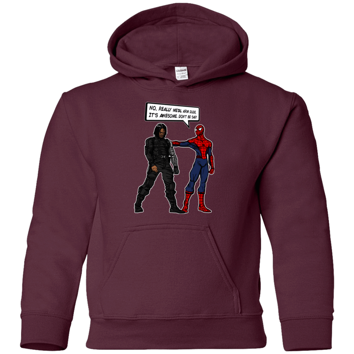Sweatshirts Maroon / YS Metal Arm Dude Youth Hoodie