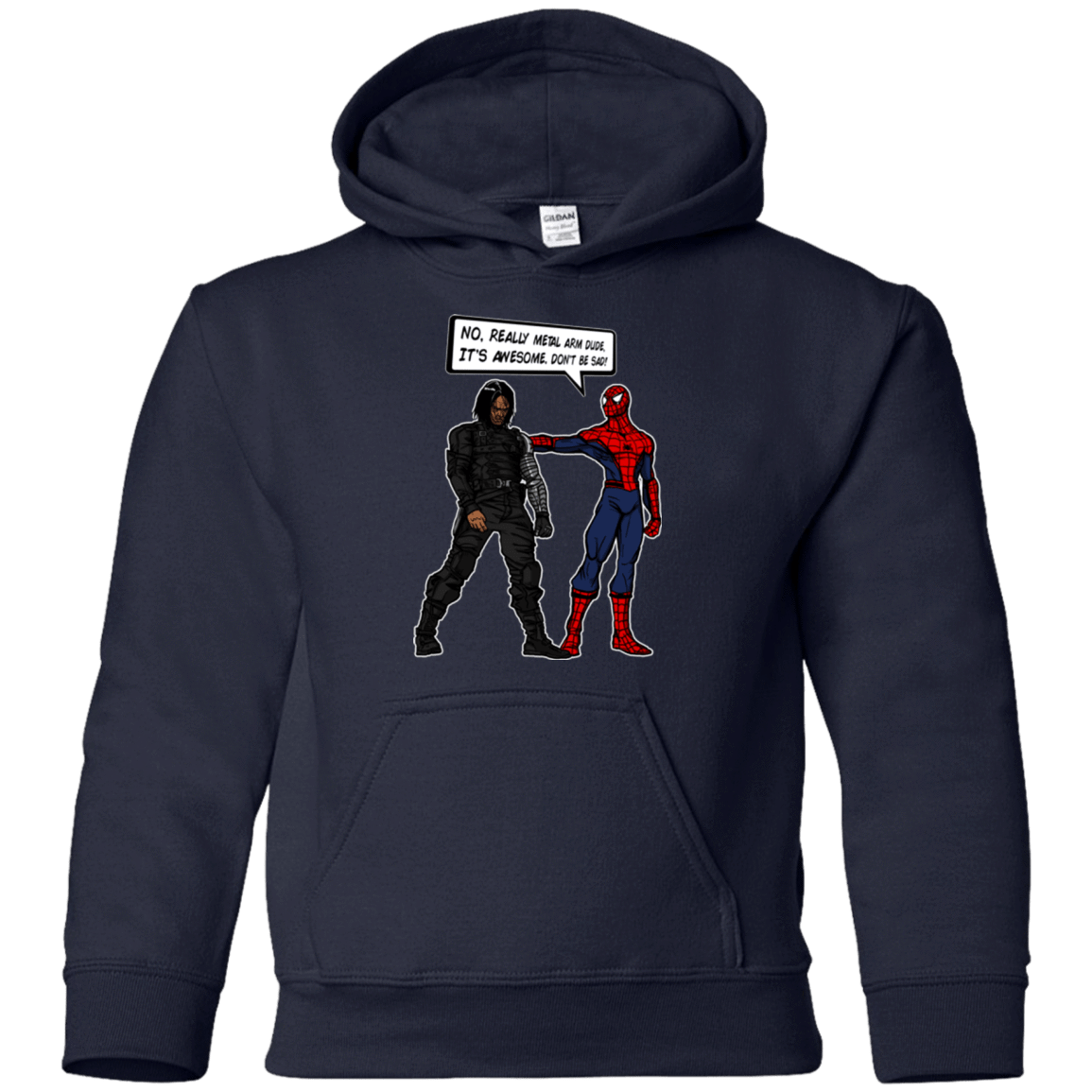 Sweatshirts Navy / YS Metal Arm Dude Youth Hoodie