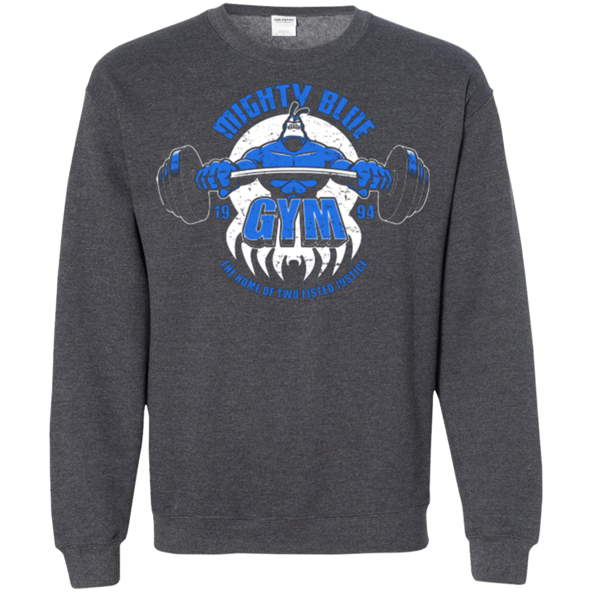 Sweatshirts Dark Heather / Small Mighty Blue Gym Crewneck Sweatshirt