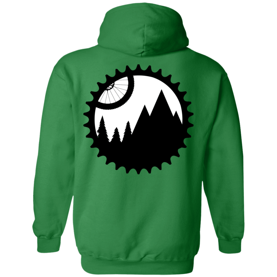 Sweatshirts Irish Green / S Mountain Bike Sprocket Back Print Pullover Hoodie