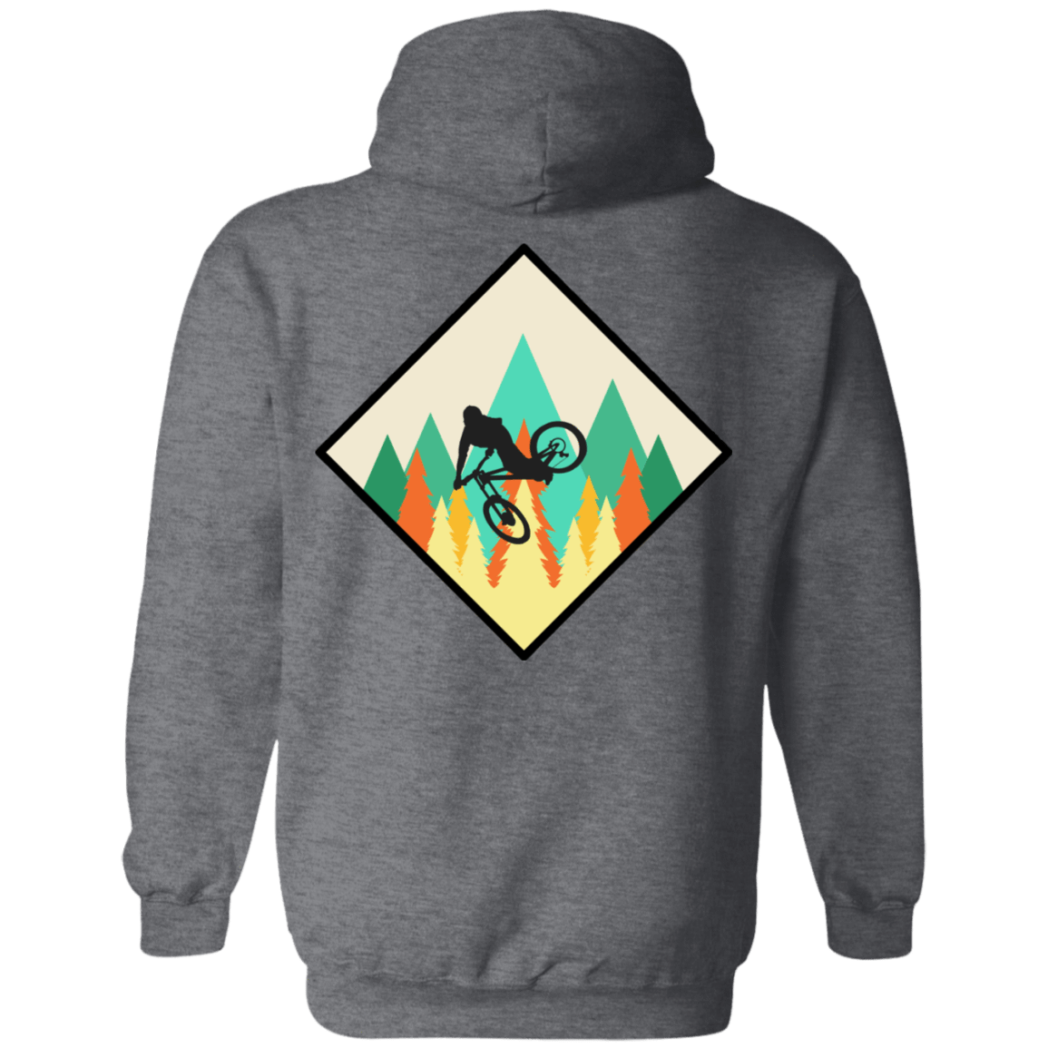 Sweatshirts Dark Heather / S Mountain Biking is Life Back Print Pullover Hoodie