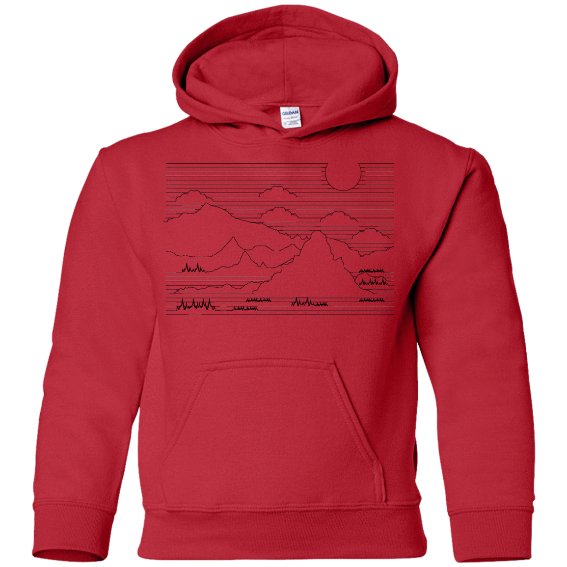 Sweatshirts Red / YS Mountain Line Art Youth Hoodie