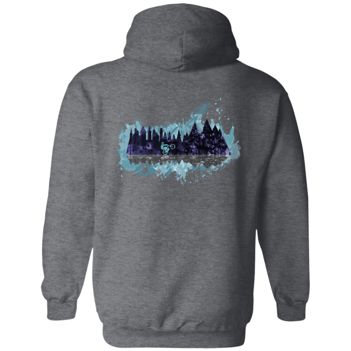 Sweatshirts Dark Heather / S Mountain Splash Ride Back Print Pullover Hoodie