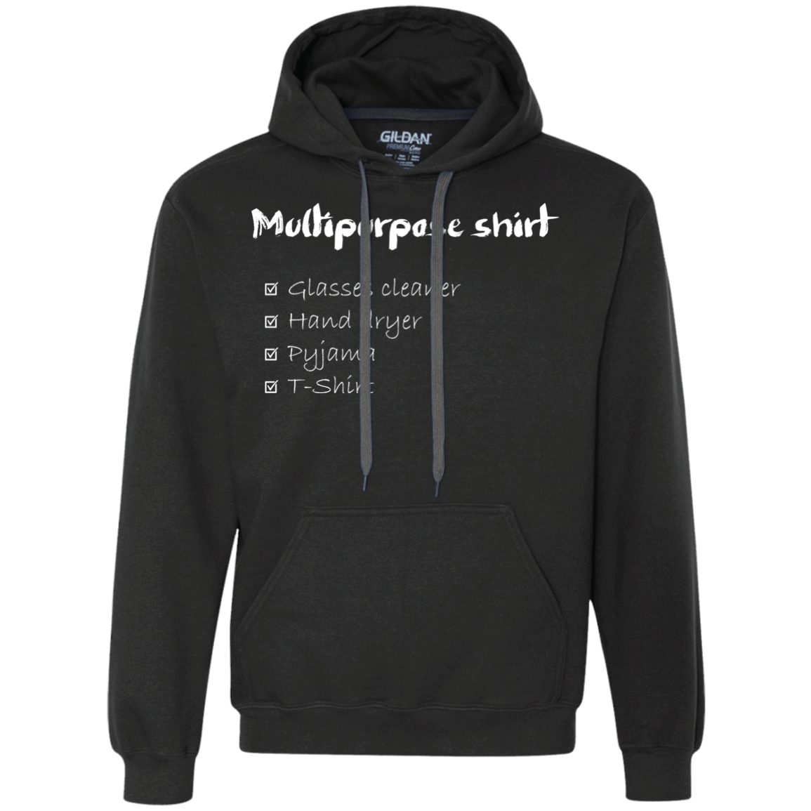 Sweatshirts Black / Small Multipurpose Shirt White ink Premium Fleece Hoodie