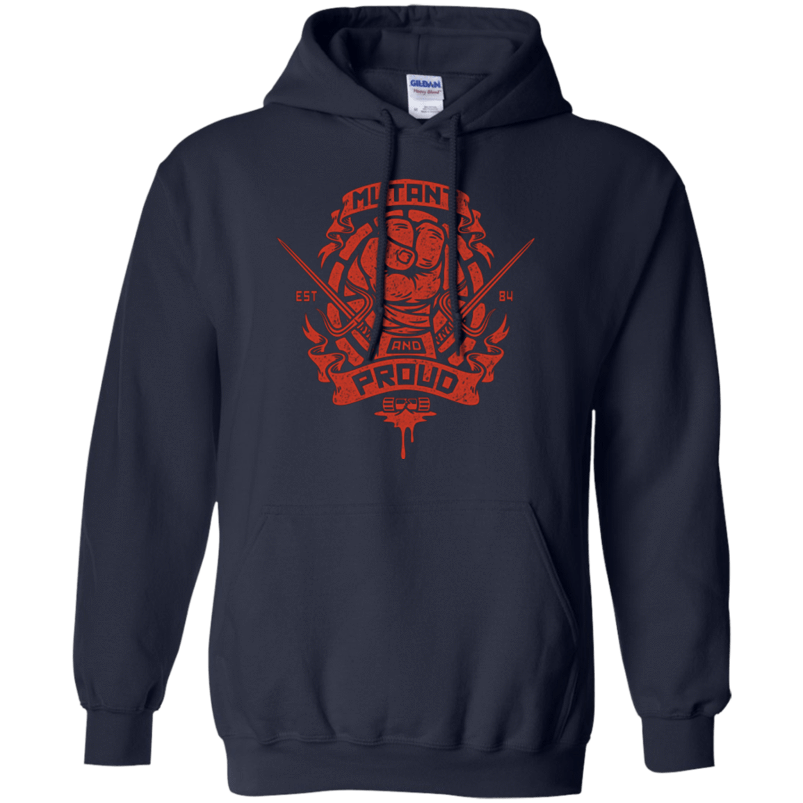 Sweatshirts Navy / Small Mutant and Proud Raph Pullover Hoodie