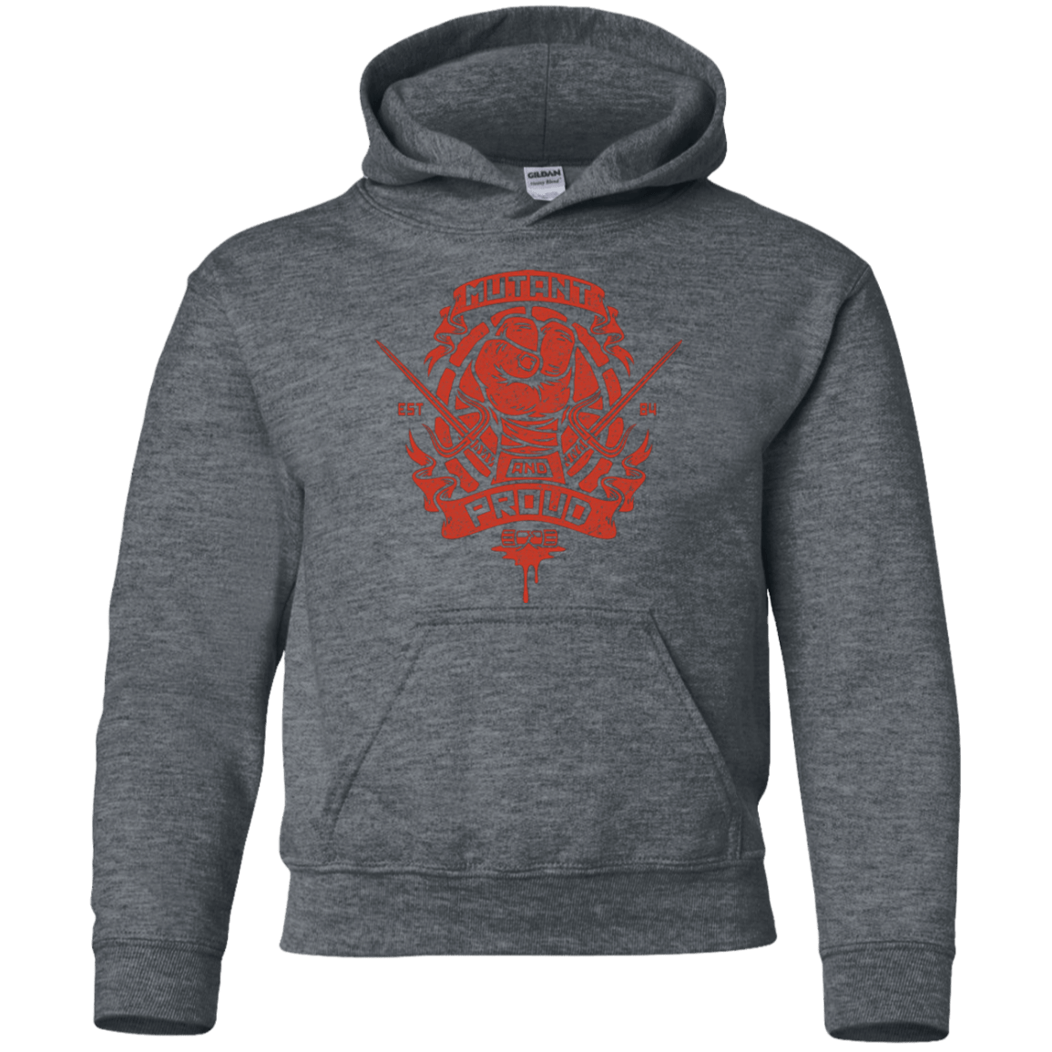 Sweatshirts Dark Heather / YS Mutant and Proud Raph Youth Hoodie