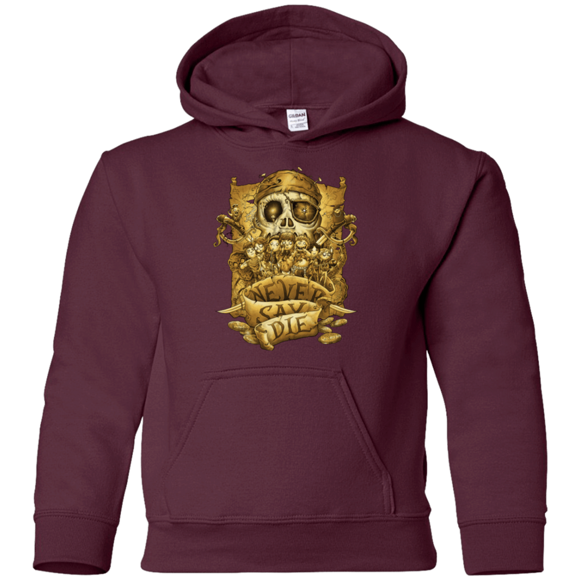 Sweatshirts Maroon / YS Never Say Die Youth Hoodie
