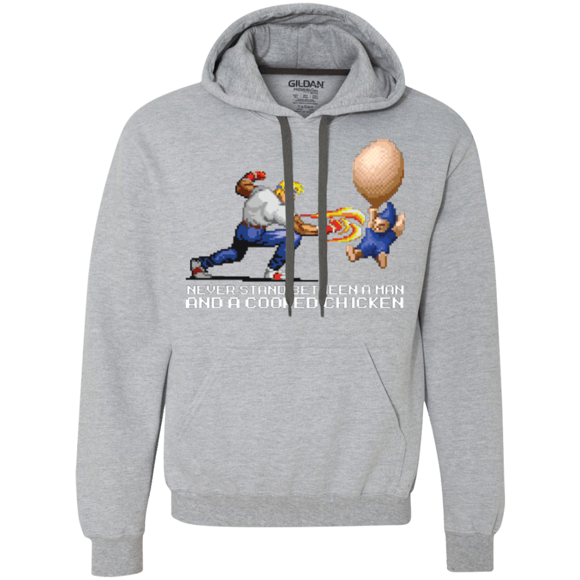 Sweatshirts Sport Grey / Small Never Stand Between A Man And A Cooked Chicken Premium Fleece Hoodie