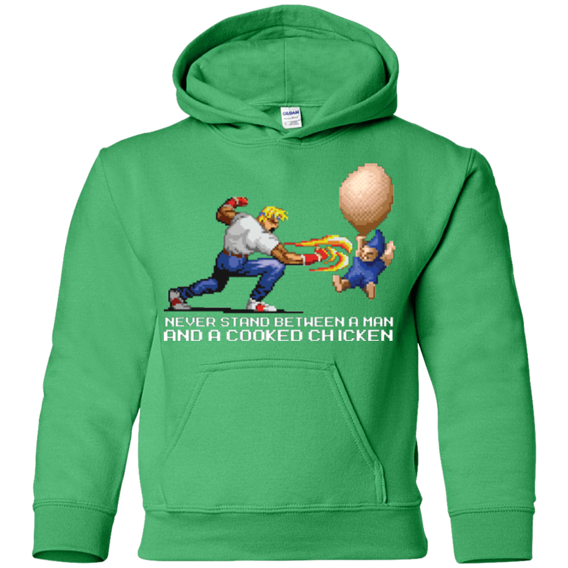Sweatshirts Irish Green / YS Never Stand Between A Man And A Cooked Chicken Youth Hoodie