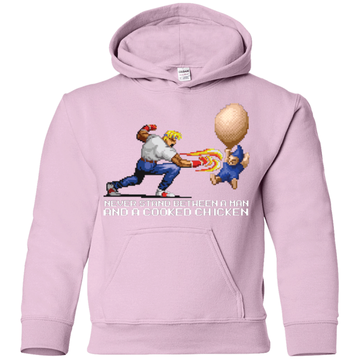 Sweatshirts Light Pink / YS Never Stand Between A Man And A Cooked Chicken Youth Hoodie