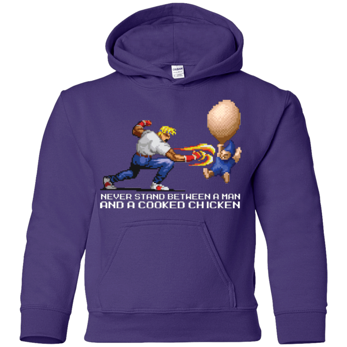 Sweatshirts Purple / YS Never Stand Between A Man And A Cooked Chicken Youth Hoodie
