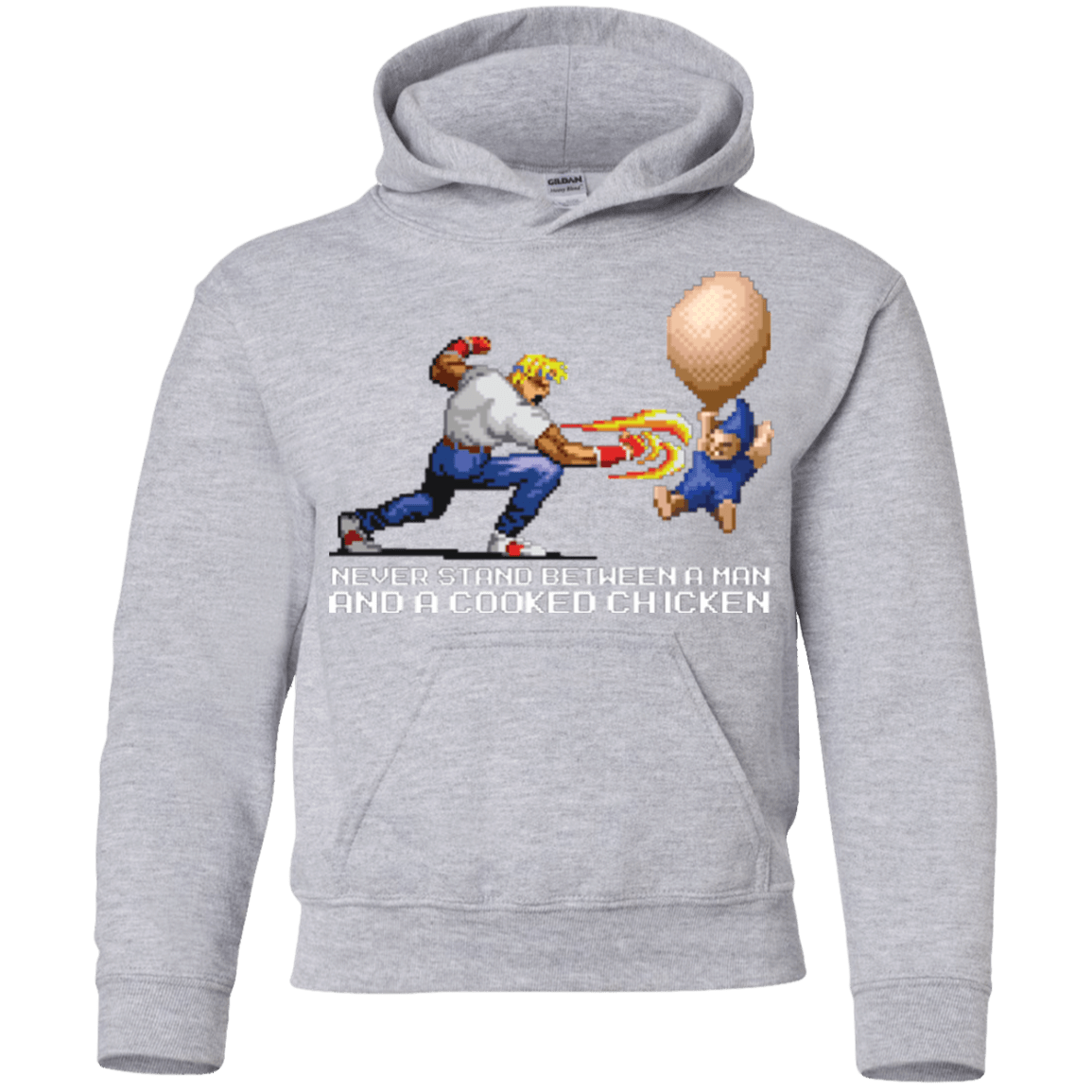 Sweatshirts Sport Grey / YS Never Stand Between A Man And A Cooked Chicken Youth Hoodie