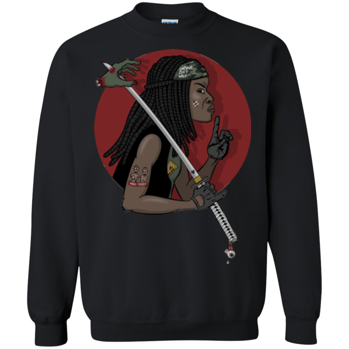 Sweatshirts Black / Small On A Michonne Crewneck Sweatshirt