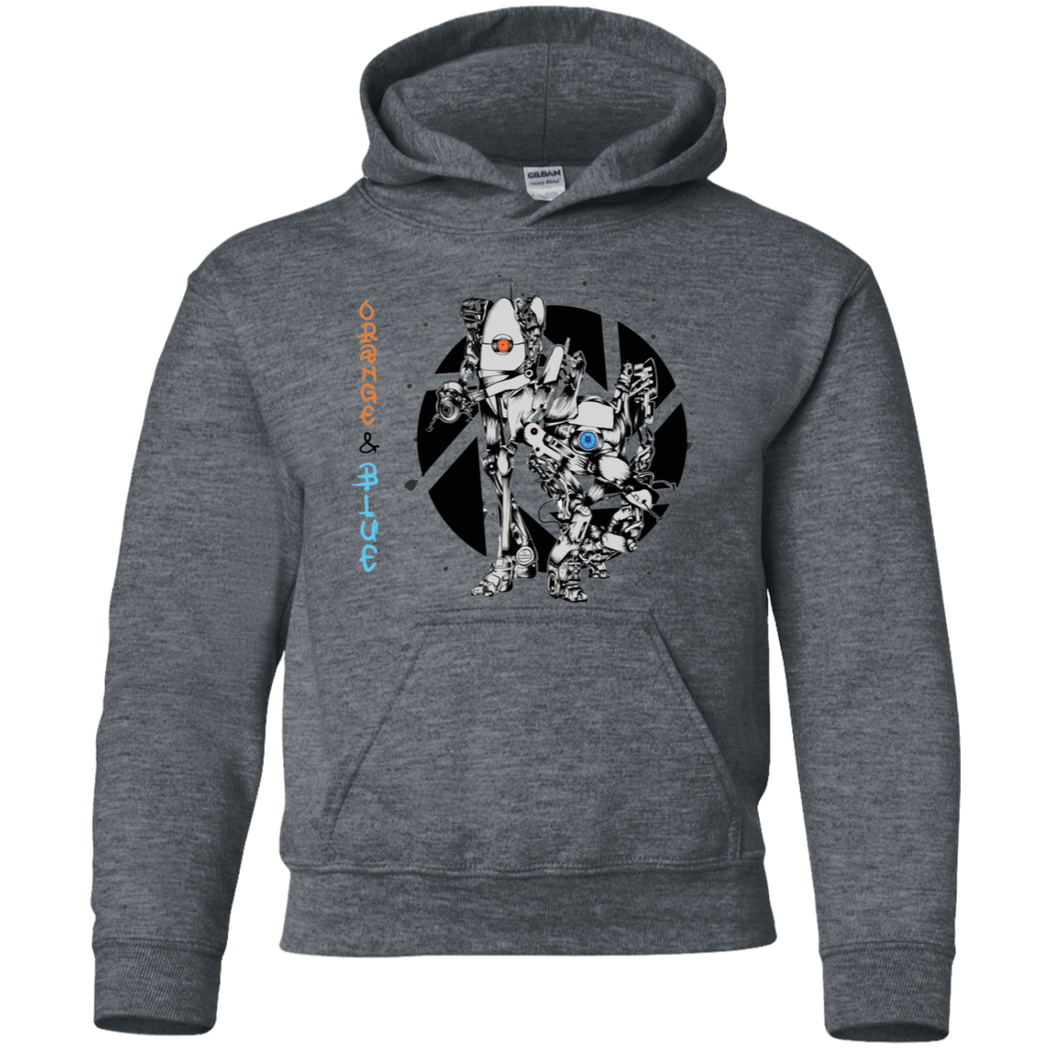 Sweatshirts Dark Heather / YS Orange and Blue Youth Hoodie