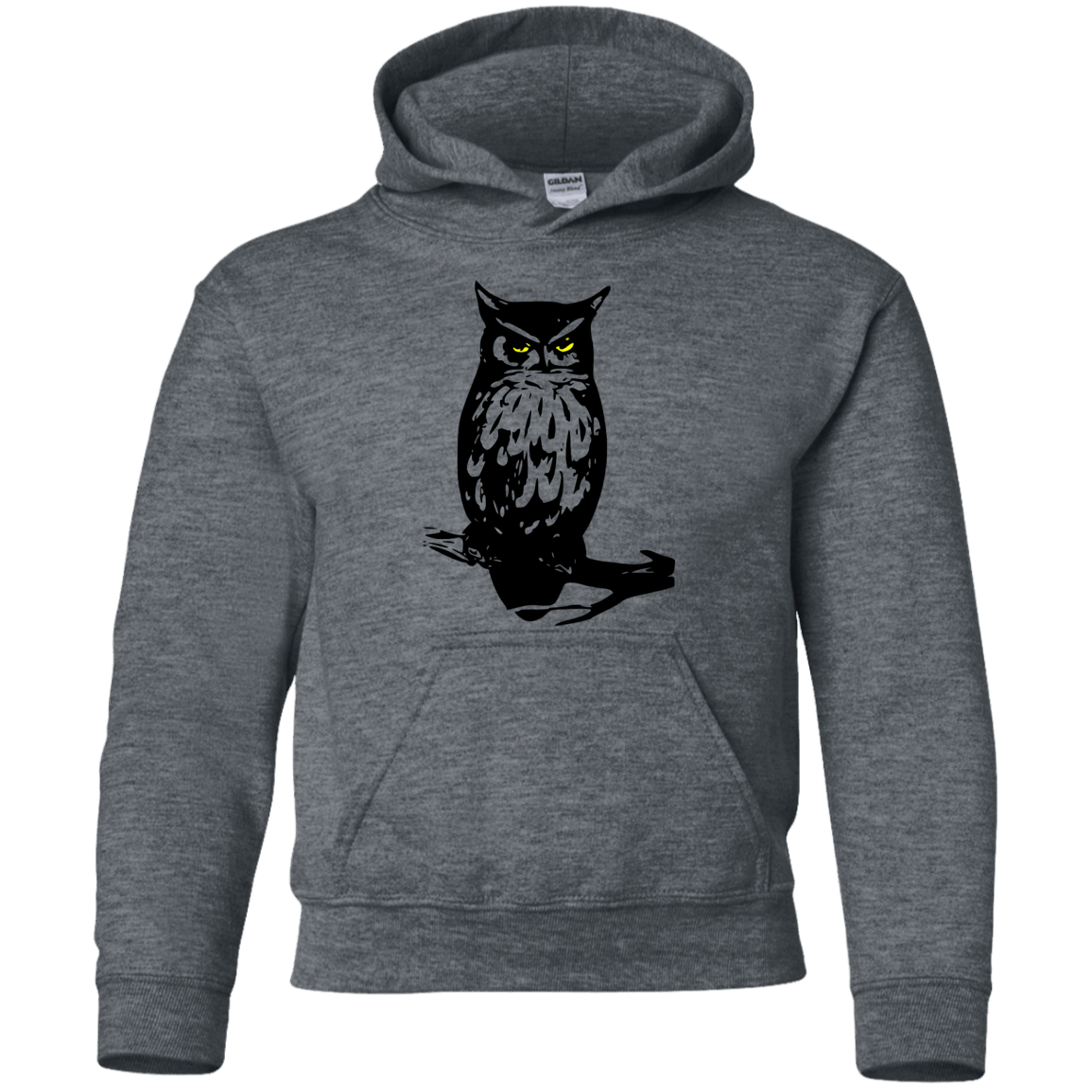 Sweatshirts Dark Heather / YS Owl Portrait Youth Hoodie