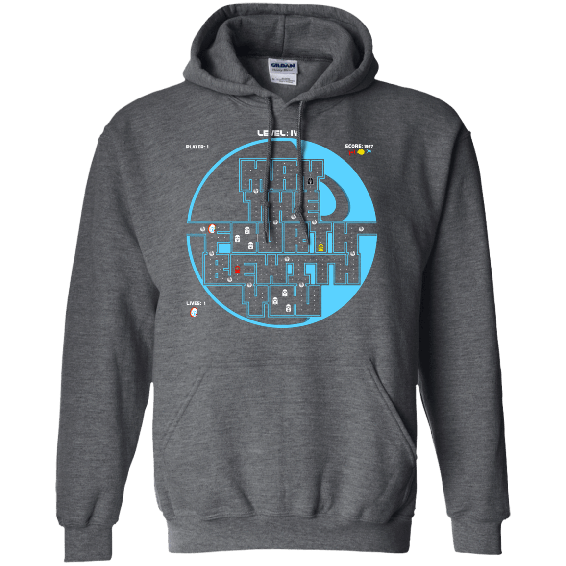 Sweatshirts Dark Heather / S Pacman May The Fourth Pullover Hoodie